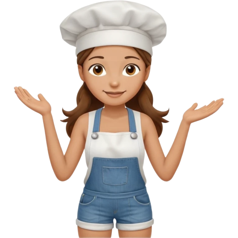 Sexy Full body  pretty
Long brown hair brown eyed female chef wearing white tank top, denim shorts and chef hat arms folded emoji
