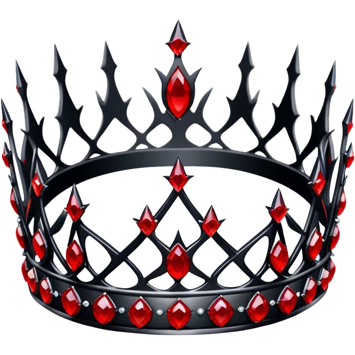 Black obsidian thorn-crown-Tiara with only red gemstones  emoji