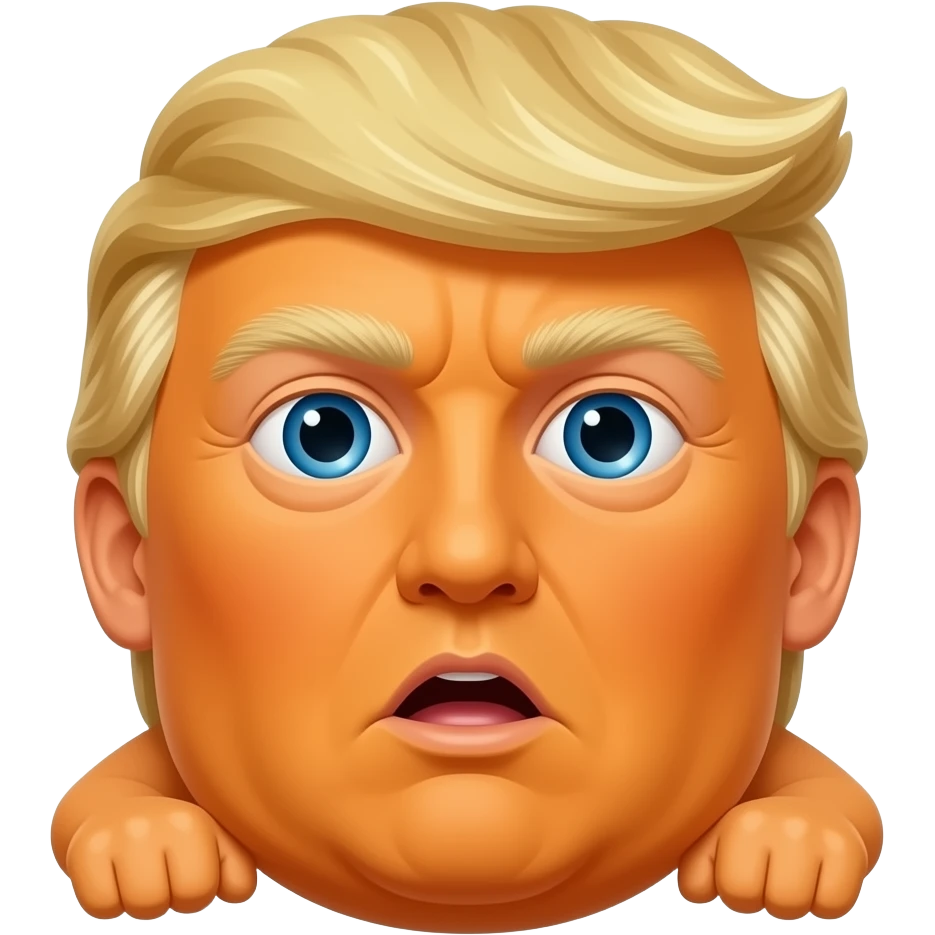 A crusty orange scrotum with a come over re trump emoji