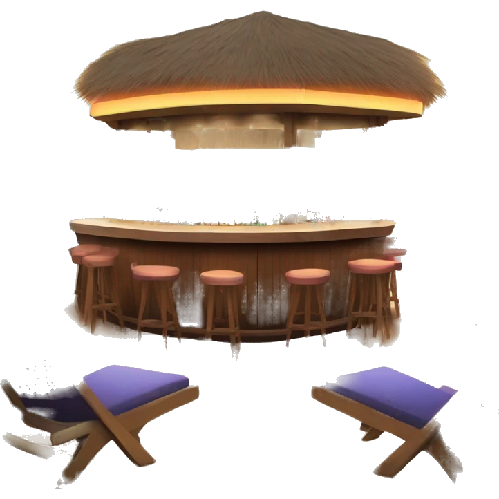 VIP cocktail bar near a beach at suset emoji