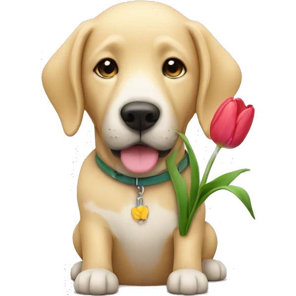 a guide dog with a tulip emoji