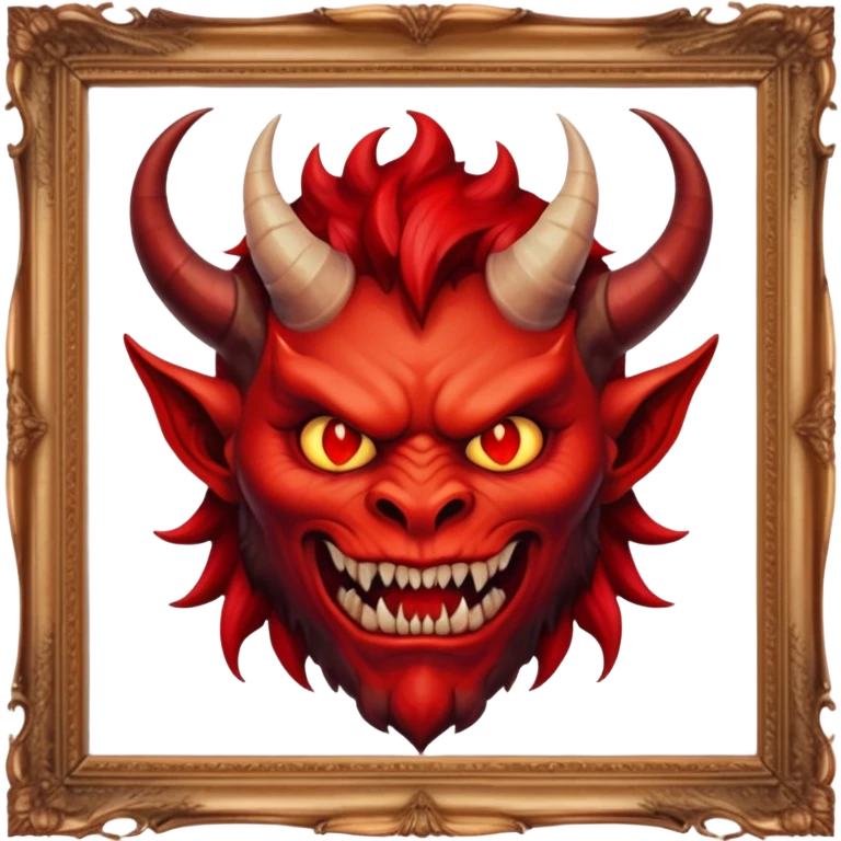 oil painting in frame, portrait of a demon emoji