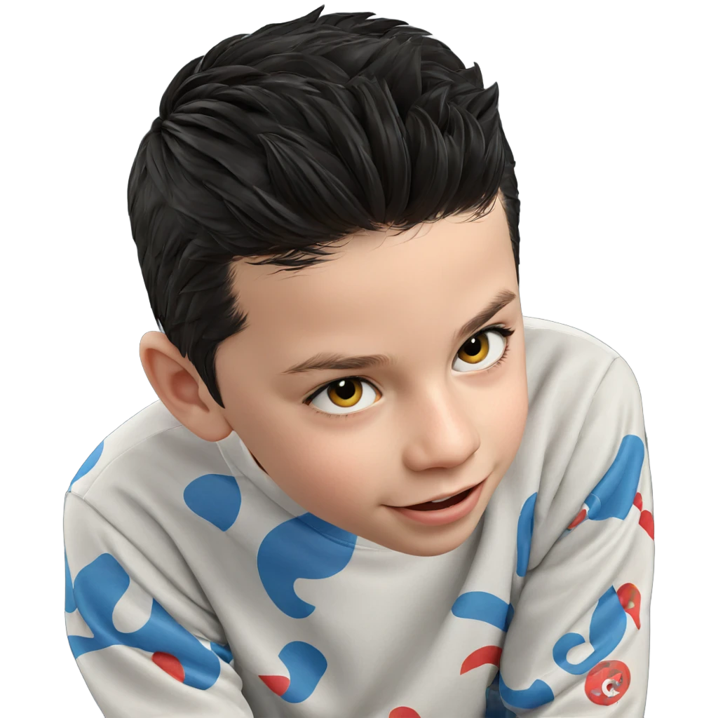 black haired boy portrait emoji