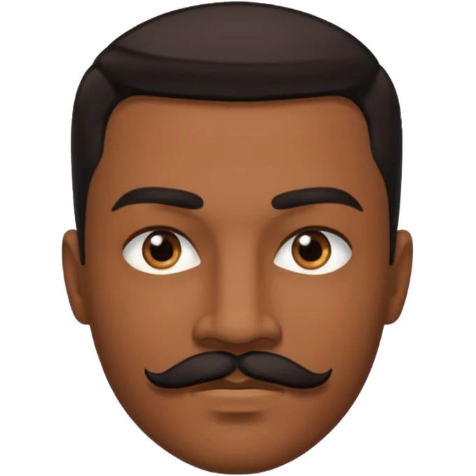 someone with brown hunter eyes, black slicked back hair , great jawline , and a mustache + goatee combo emoji