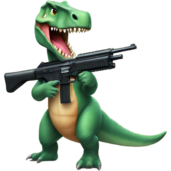 Dinosaur with a gun emoji