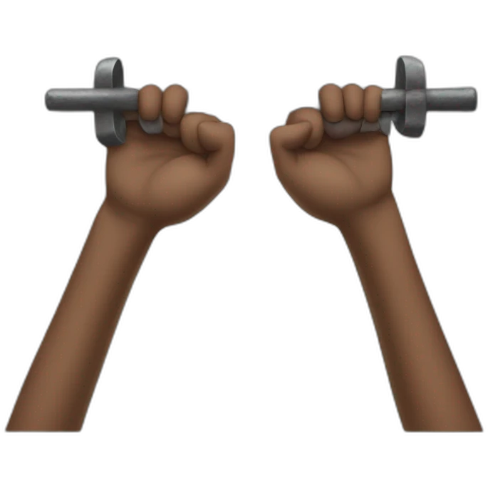 iron bar being bend by hands emoji