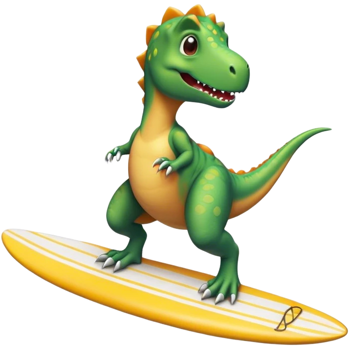 Dino on surfboard emoji