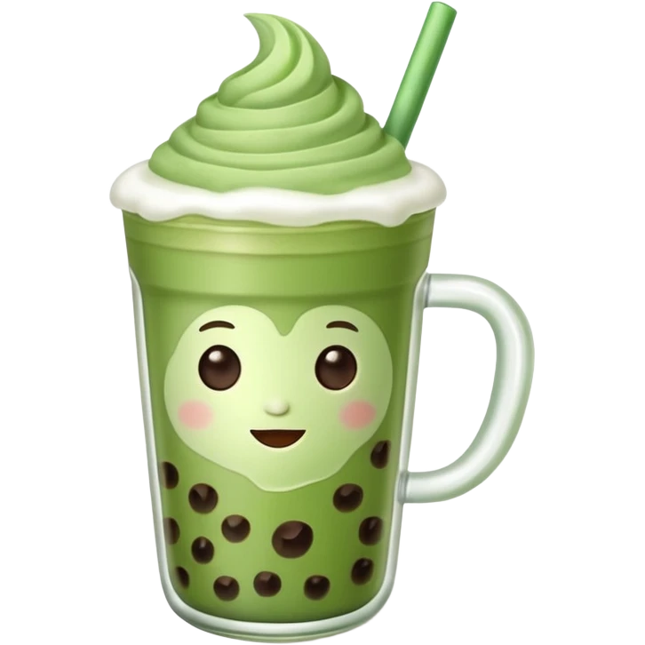 matcha latte with boba and ice without sticks and add a lil coffee  emoji