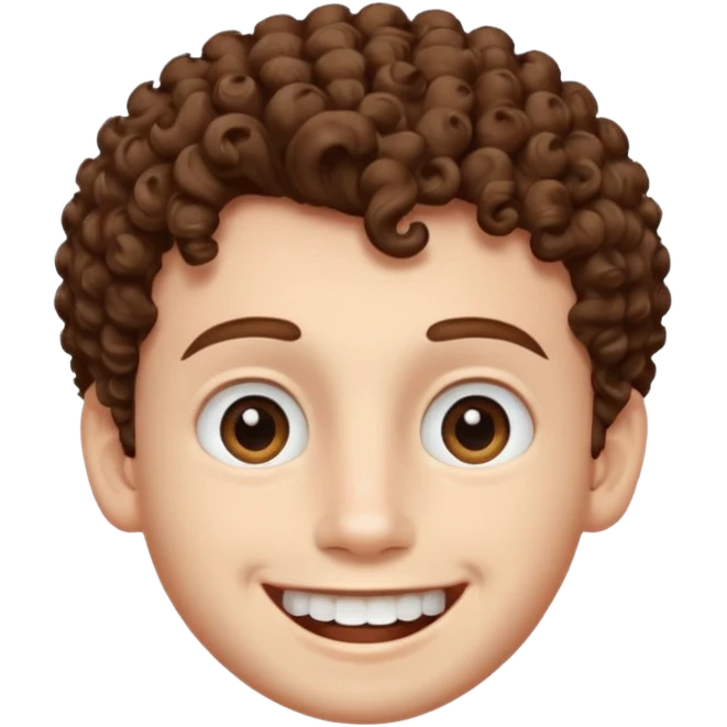 Create an emoji of YouTuber DavidMC's face - he has hair with short sides but a curly top, it is brown. It is not super curly and he has white skin emoji