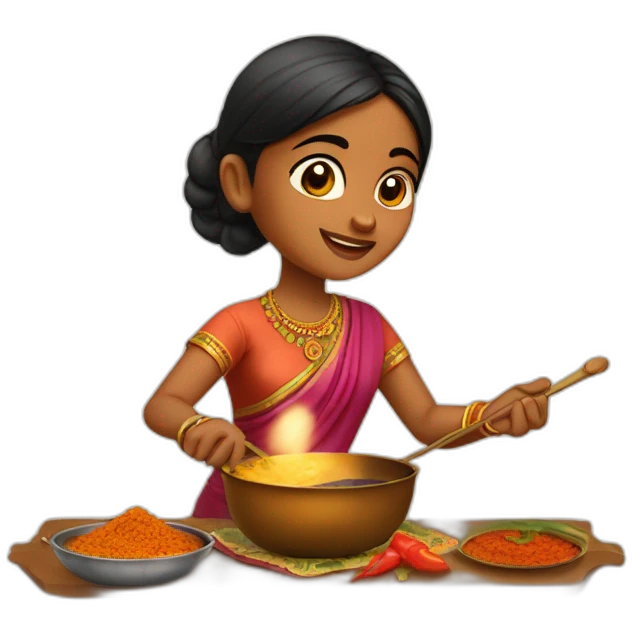 indian girl making tikka massala emoji