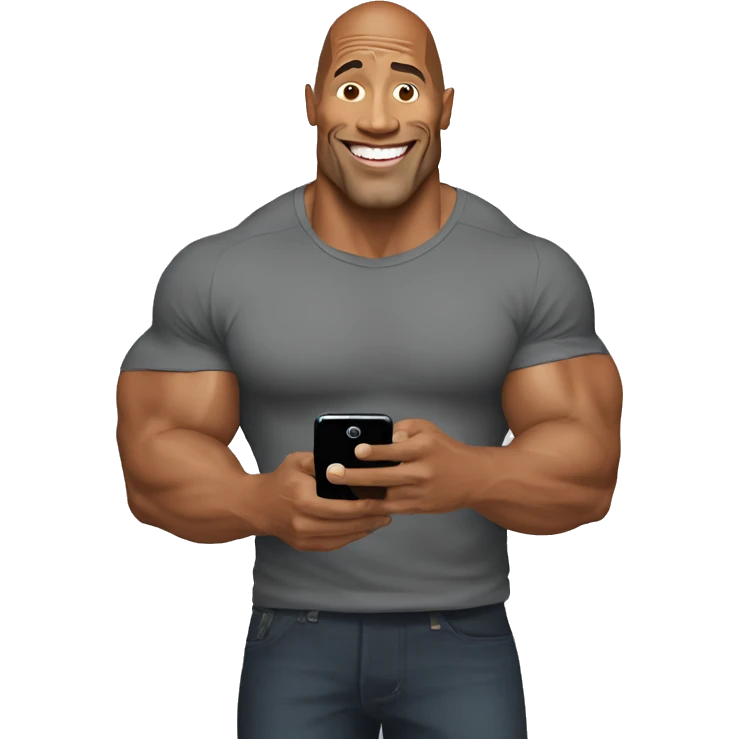 dwayne johnson with a mobile phone emoji