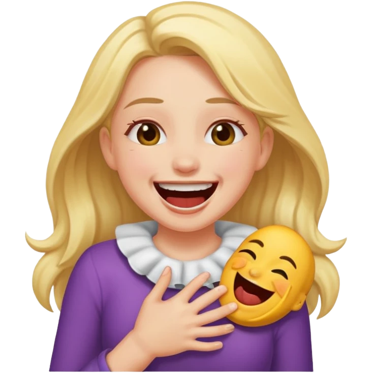Girl choking herself while laughing emoji
