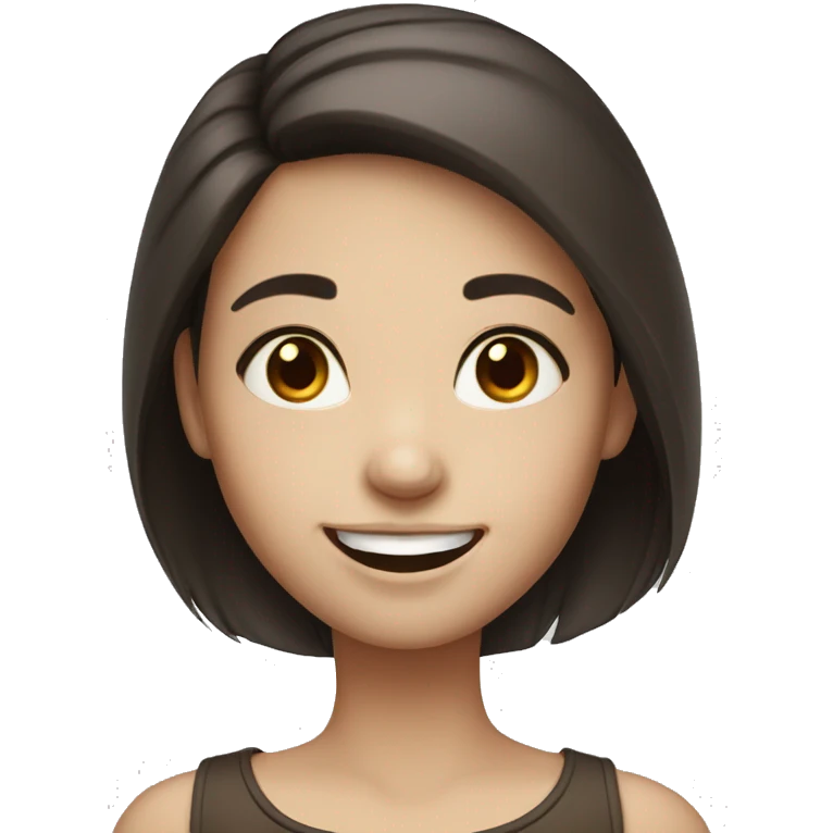white Skin smiling girl with dark brown hair  emoji