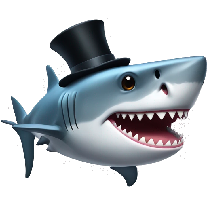 Shark with a top hat emoji