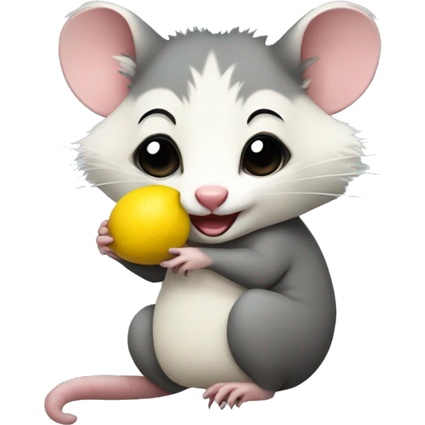 opossum holding a lemon emoji