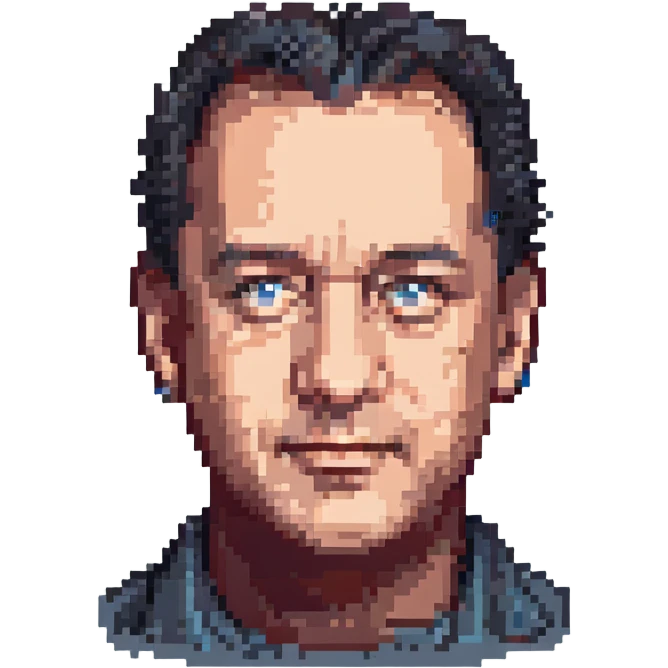 pixel art portrait of Tom Hanks, recognizable features, neutral background emoji