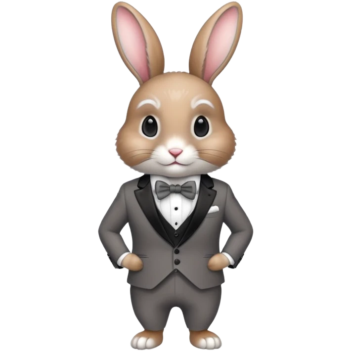 elegant rabbit wearing a formal suit and bow tie emoji