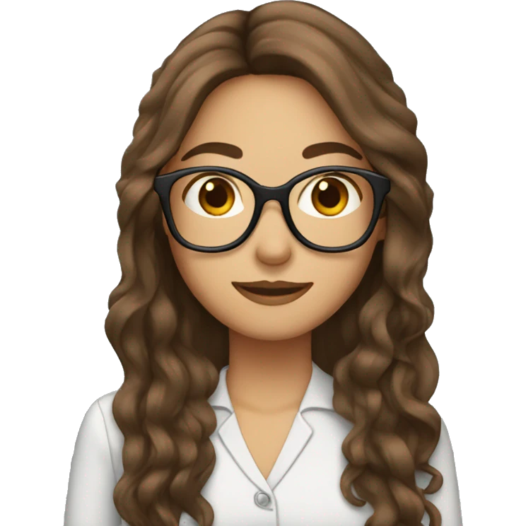 teacher with long brown hair  wearing a clip in her hair and glasses emoji
