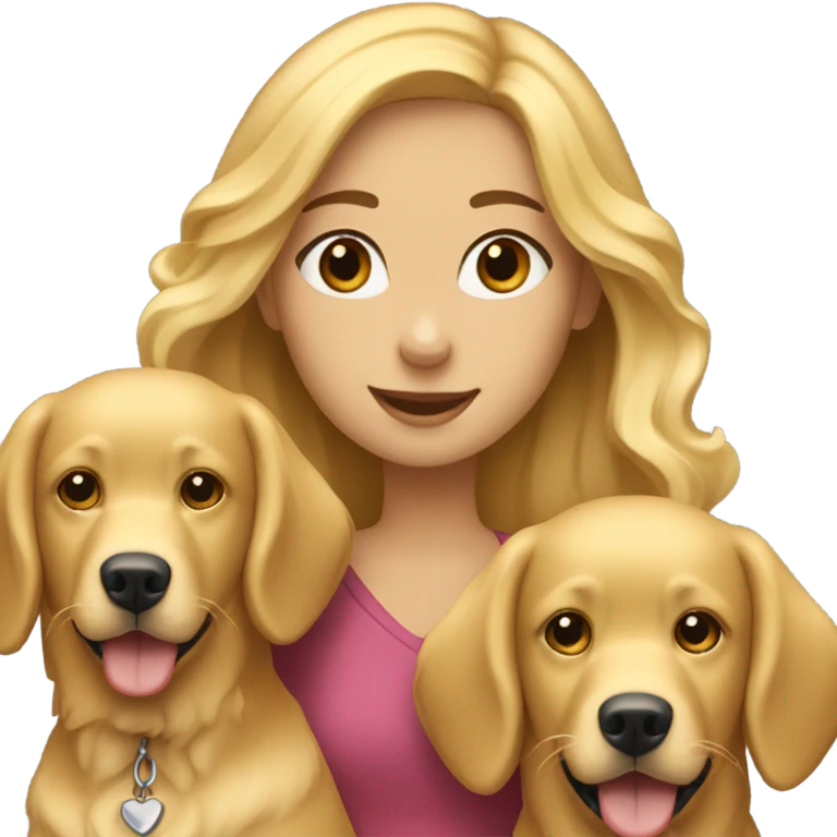 Blonde girl with 3 golden retrievers  emoji