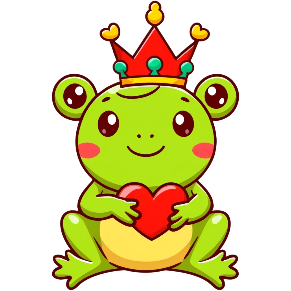 Cutesy frog with hearts  emoji