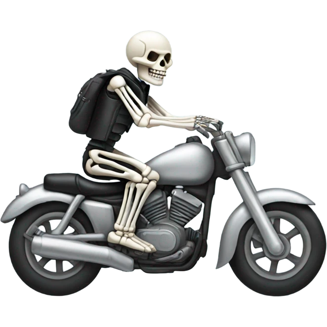 Silver skeleton riding a motorcycle  emoji