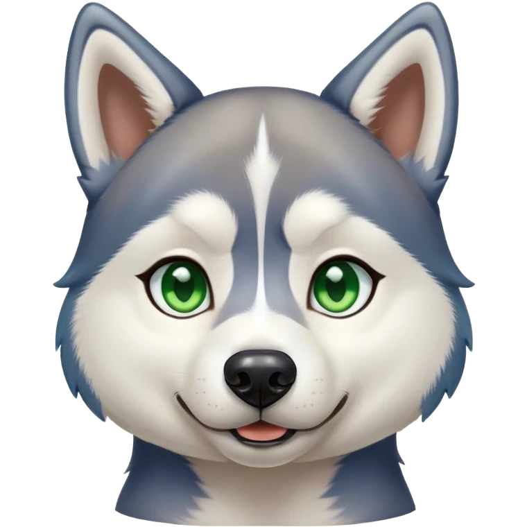Cute Husky, blue tips haircut, green/brown eyes emoji