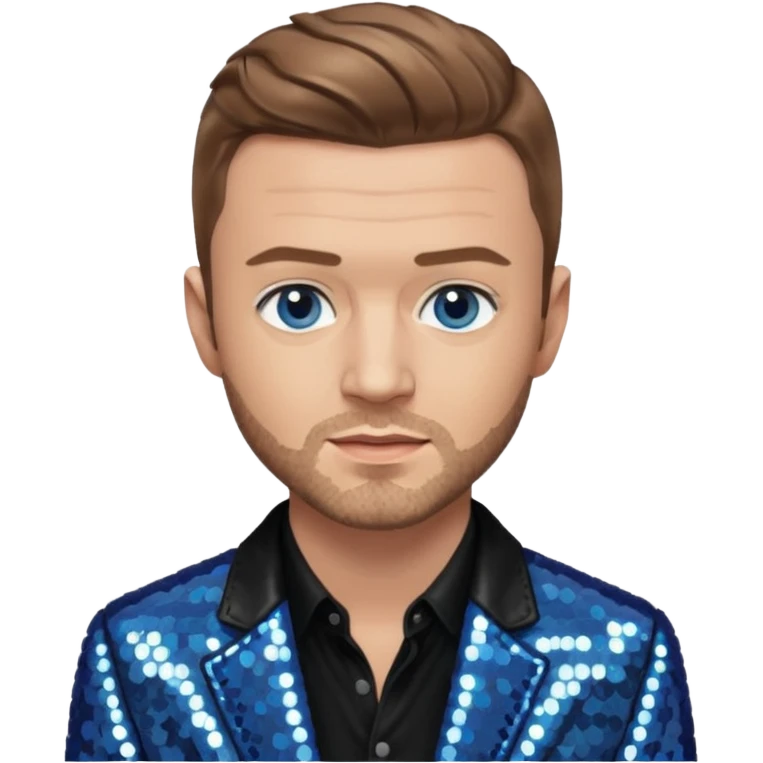 Justin Timberlake with light brown hair, gray sequin jacket, black shirt, blue eye, light skin emoji