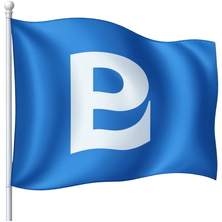 a blue flag with a white letter "P" in the middle emoji