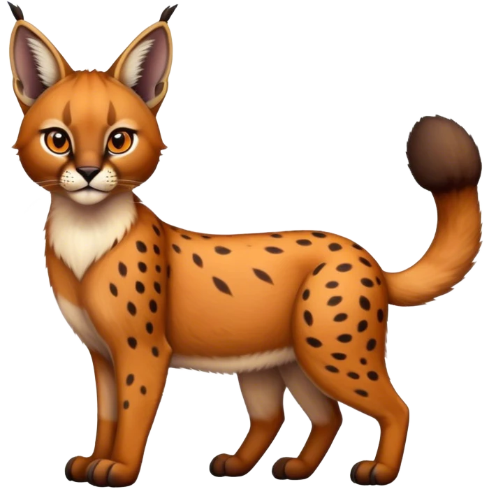 Epic Cute Dark Warm Caracal-Bobcat full body emoji