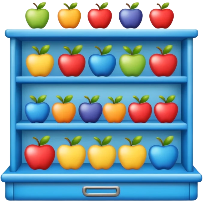 store display shelf with stuff emoji