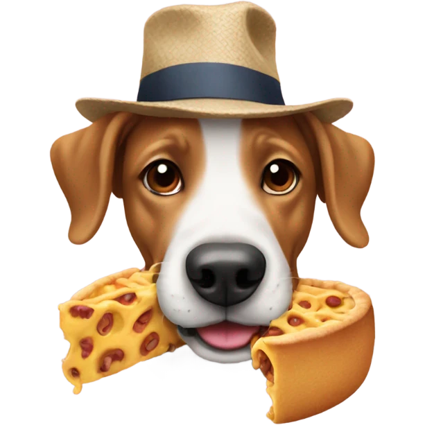 Dog eat food wearing hat emoji