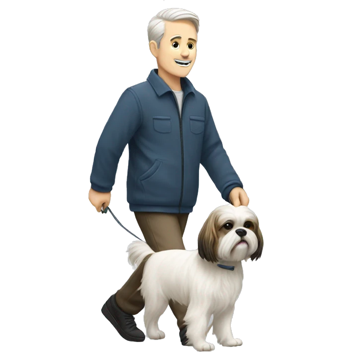 White man walking his shih tzu dog  emoji