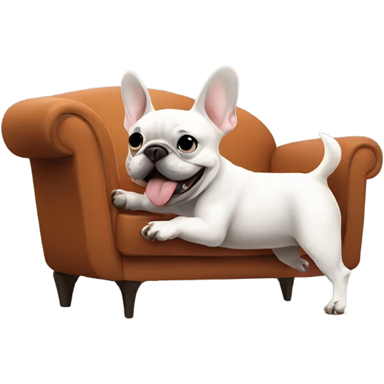French bulldog farting with cloud on the couch emoji