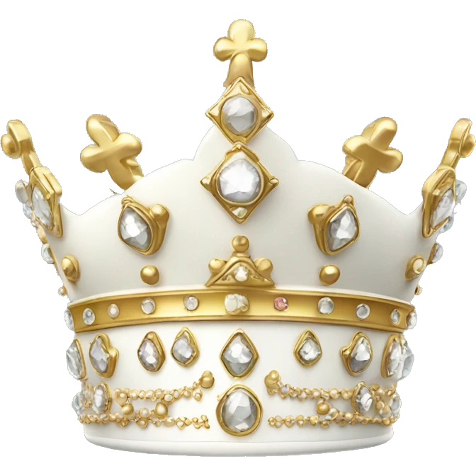 Fancy white crown with gold jewels isolated emoji