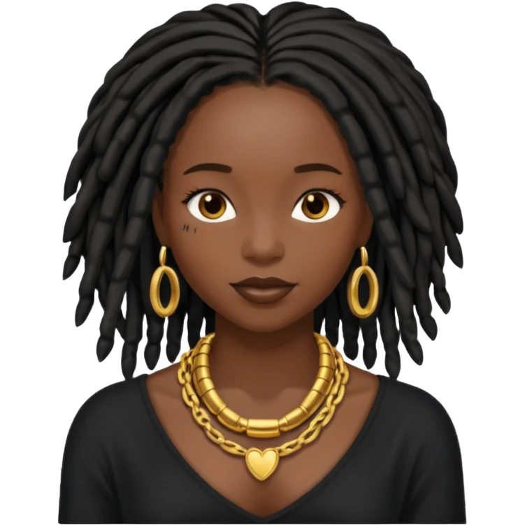 a pretty black girl with black pretty shoulder-length locs emoji