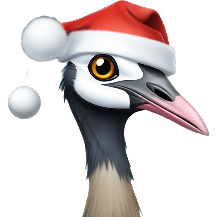 African crowned crane with Santa hat emoji