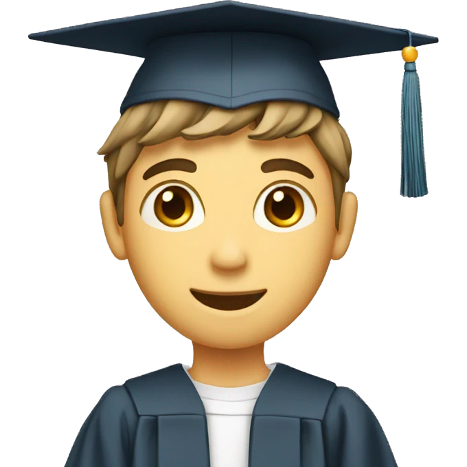 a skinny boy who graduated with a diploma emoji