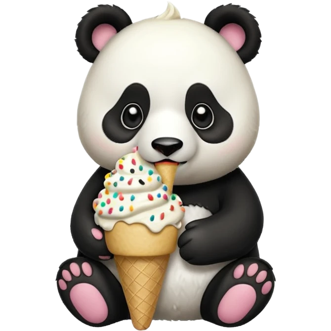 Panda eating ice cream emoji