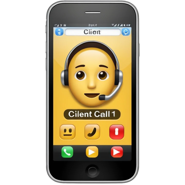 celular con llamada que diga "cliente 1" emoji