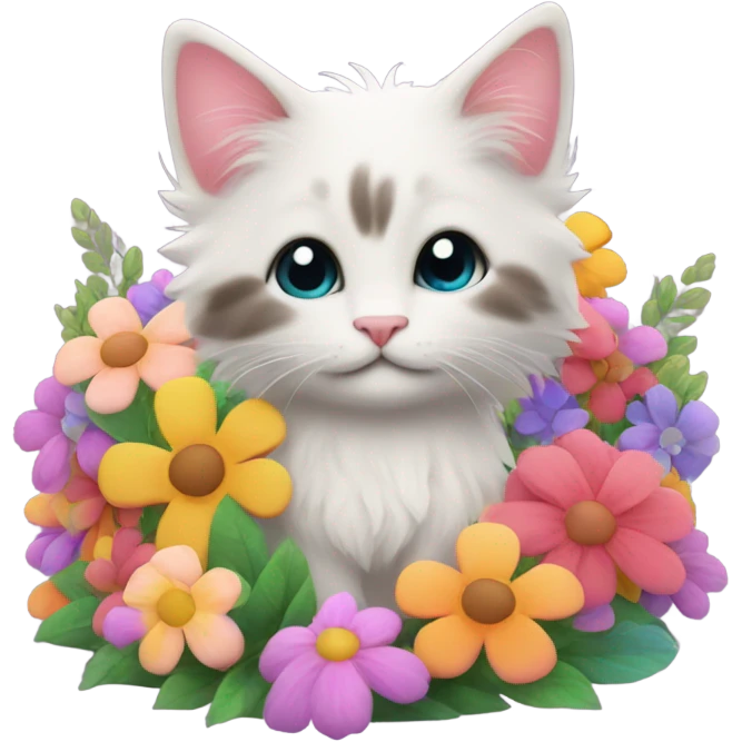 Kitten in flowers emoji