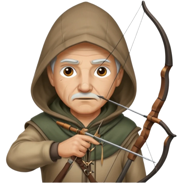 Archer âgé capuche position tir emoji