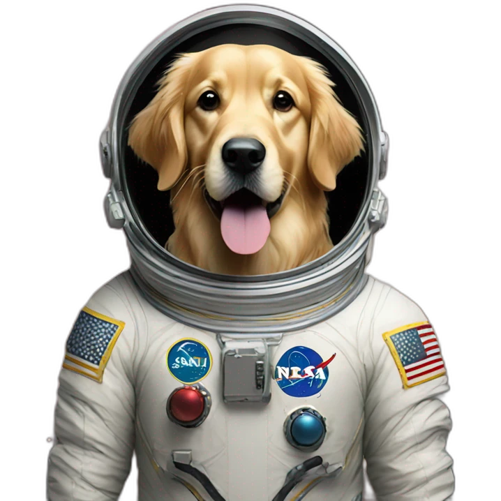 Golden retriever in a space suit emoji