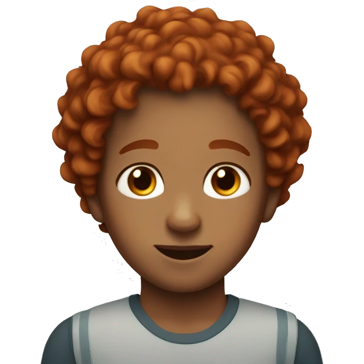 red hair 9 year old boy woth brown eyes and curly hair with freckles emoji