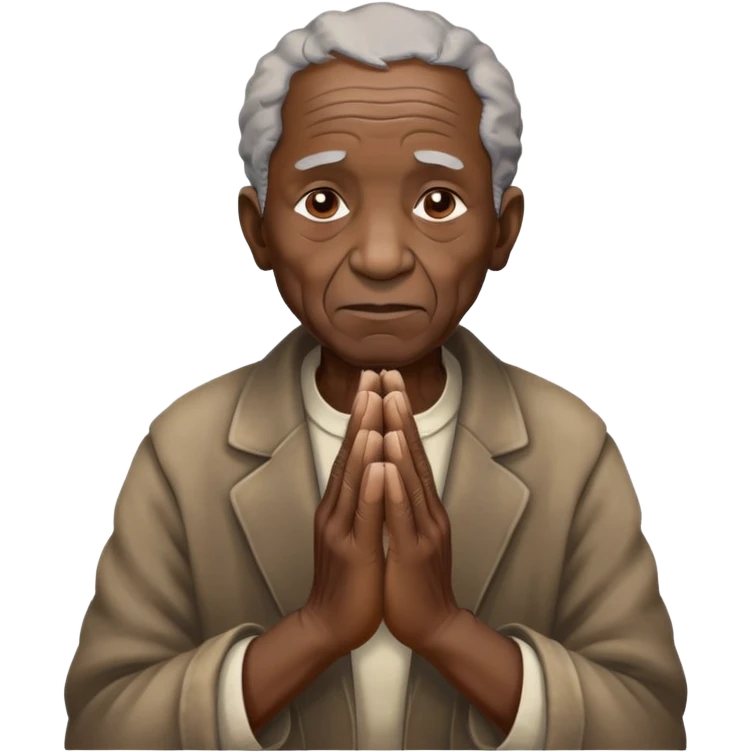 Old African man, praying hands emoji