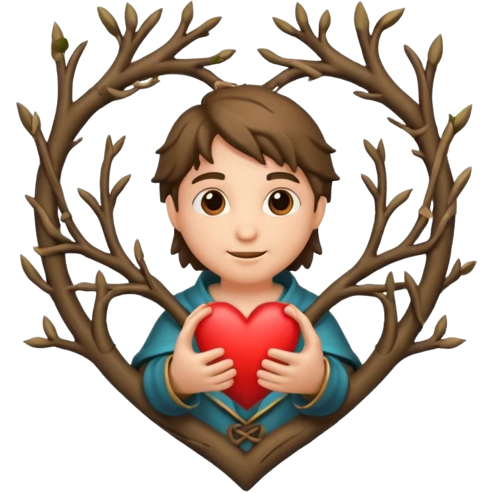 nature bard character heart sign with branches emoji