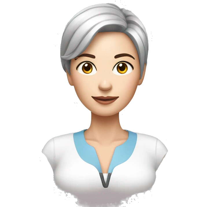 a woman with haircut while caring her's skin through HIFU device emoji
