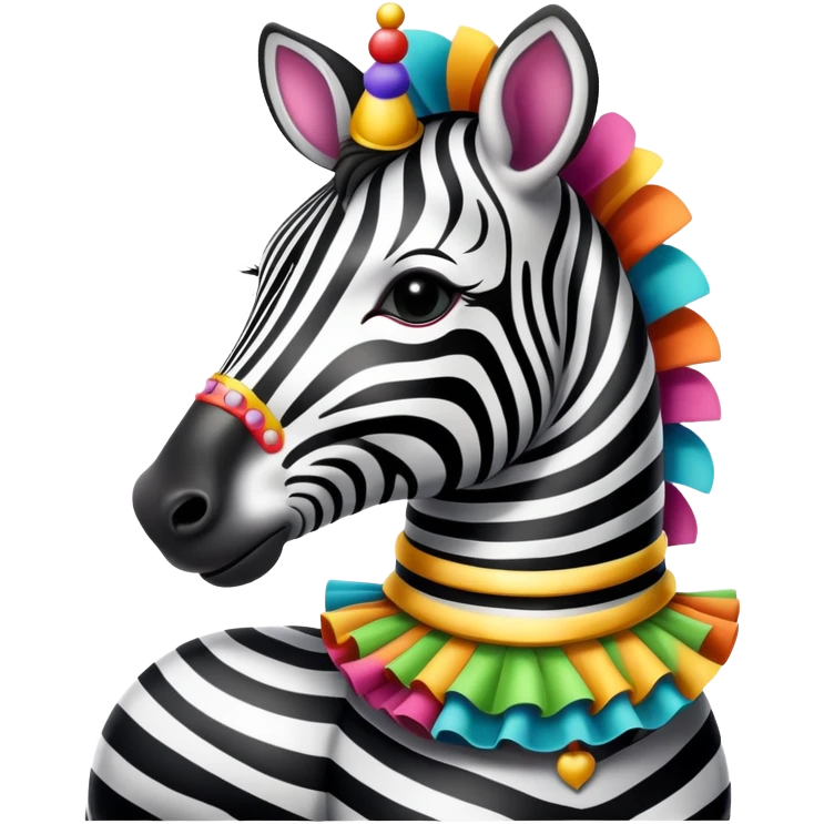 Vintage circus zebra wearing colorful neck ruffles emoji
