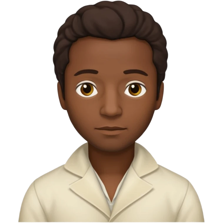 Solomon Northup from 12 Years of Slave with dark brown hair, cream outfit emoji