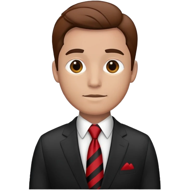 man wearing a suit with black horizontal stripes and a red tie emoji