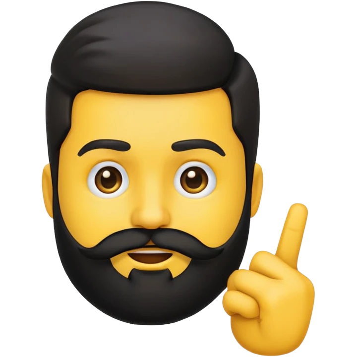 yellow emoji with a black beard, side-facing mouth, hand making a 'no' gesture, one eyebrow raised emoji